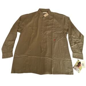 VTG Zylos Silks by George Machado Khaki Long Sleeve Button Down Shirt Size M NWT